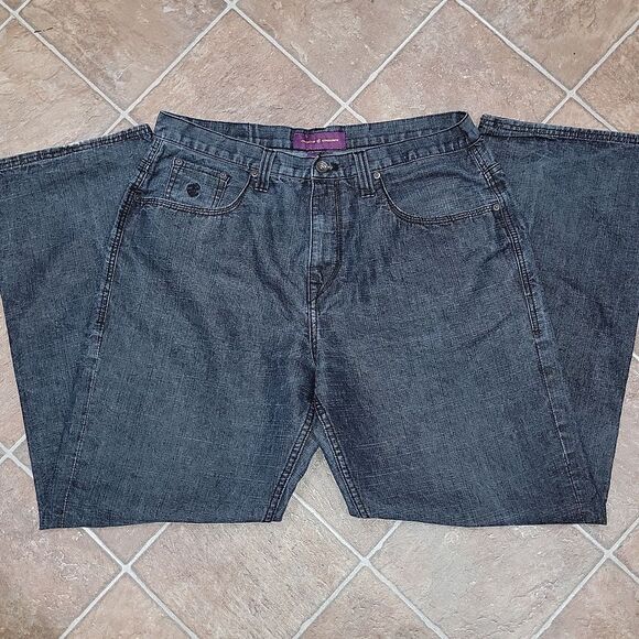 Rocawear Loose Baggy Retro Y2K Fire Jeans w Embroidered Red Logo Pocket 38 x 34 - Picture 4 of 9